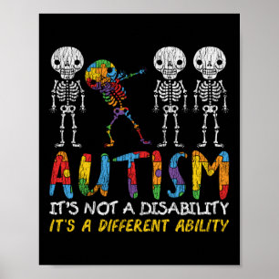 Póster Autismo Awerness - Skeleton Dabbing Autistic Kids