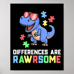 Póster Autismo Camisetas para niños Dinosaurio Trex Conci