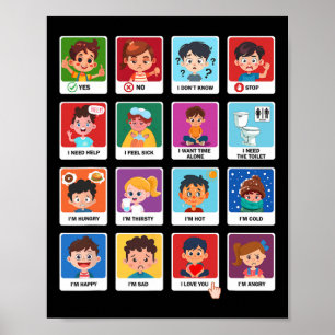 Póster Autismo Comunicación Cartas De Niños Emociones Dis
