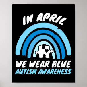 Póster Autismo Conciencia Abril Azul Amor Apoyo autista
