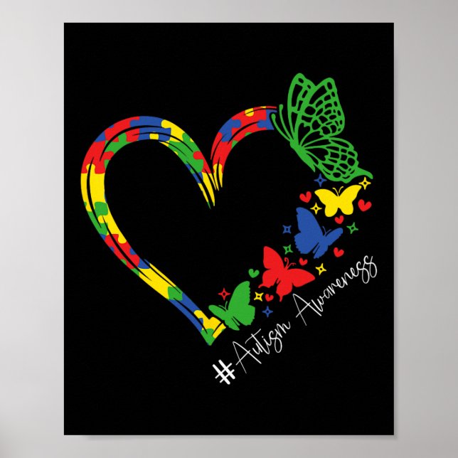 Póster Autismo Conciencia Acepta Comprender Amor Hombres  (Frente)