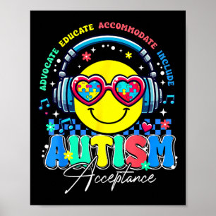 Póster Autismo Conciencia Aceptación Sonrisa cara a cara 