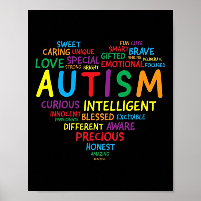 Póster Autismo Conciencia Autismo Autismo Autismo Corazón (Frente)