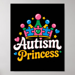 Póster Autismo Conciencia Autismo Princesa Chica autista 