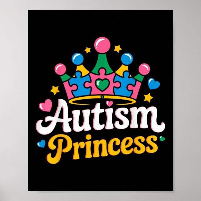 Póster Autismo Conciencia Autismo Princesa Chica autista  (Frente)