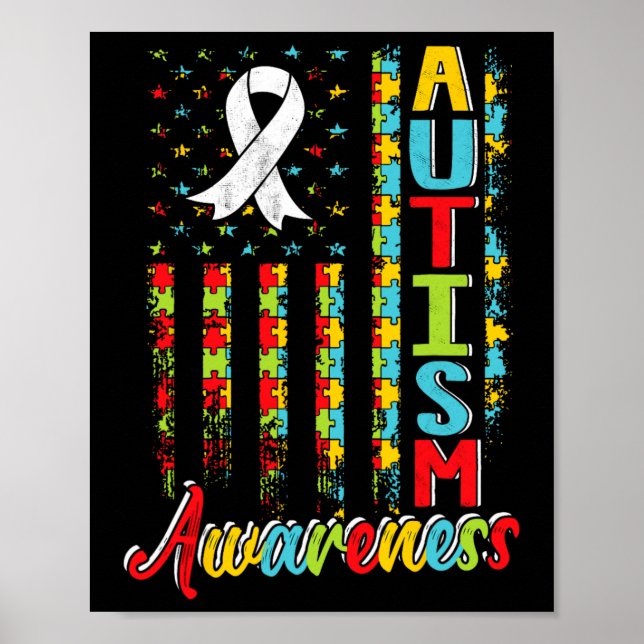 Póster Autismo Conciencia Autista Autistas Autistas Apoya (Frente)