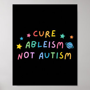 Póster Autismo Conciencia Curar Ableísmo No Autismo