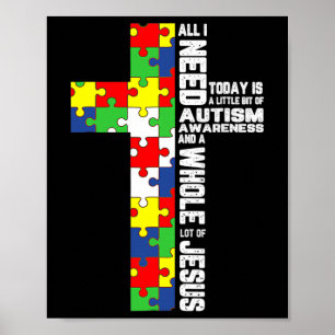 Póster Autismo Conciencia Jesús Cruzar el Rompecabezas Gu