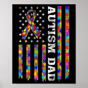 Póster Autismo Conciencia Orgullosa Autismo Papá Vintage