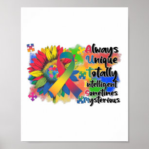 Póster Autismo Conciencia sobre el autismo de los girasol