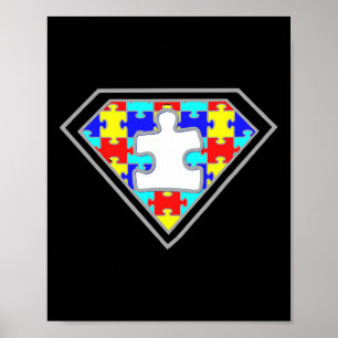 Póster Autismo Conciencia Superhéroe autismo obsequia edu