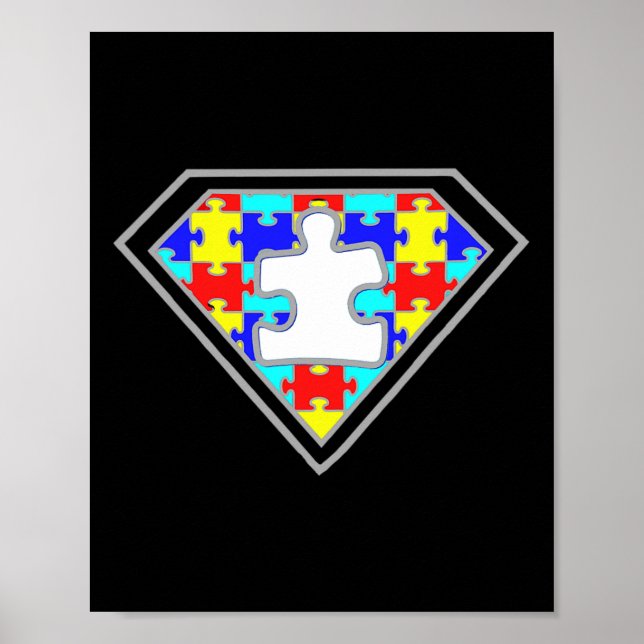 Póster Autismo Conciencia Superhéroe autismo obsequia edu (Frente)