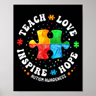 Póster Autismo Concienciación De Maestros Con Enseñanza D