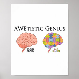 Póster Autismo Concienciación Genio Awetista Niños Chicas