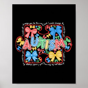 Póster Autismo Coquette Bow Rompiendo el Autismo Concienc