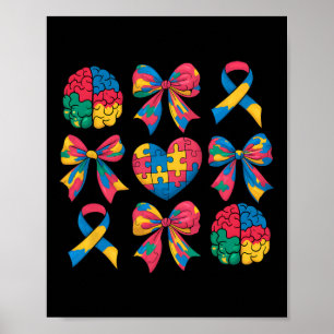 Póster Autismo Coquette Ribbon dobla el rompecabezas del