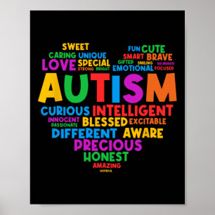 Póster Autismo Corazón Autismo Conciencia Mes Orgulloso A