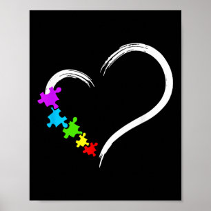 Póster Autismo Corazón Conciencia Amor Rompecabezas Autis