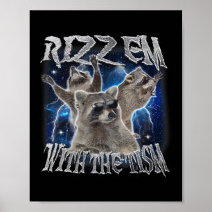 Póster Autismo De Racoon Autista Meme Gracioso Rizz Em Co