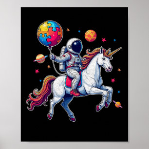 Póster Autismo del astronauta Bylloon Conciencia Unicorn 