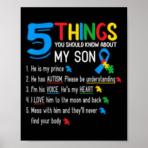Póster Autismo del hijo autista Apoyo a la toma de concie