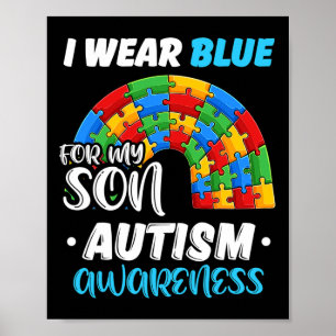 Póster Autismo Del Rompecabezas Del Arcoiris Que Uso Azul