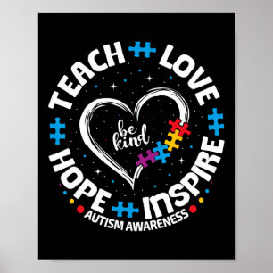 Póster Autismo Enseña Amor Inspira Esperanza Profesor Azu
