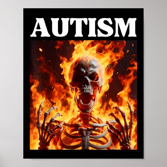 Póster Autismo Gracioso Rompecabezas dureza Skeleton Meme (Frente)