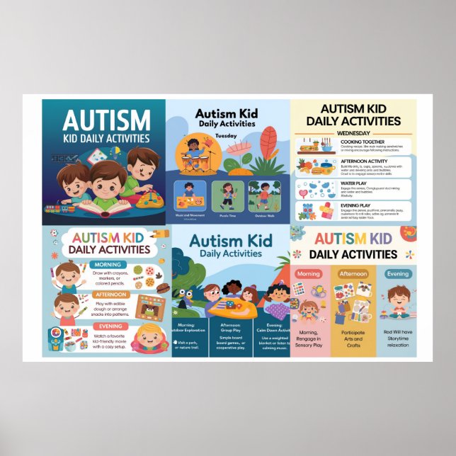 Póster autismo - gráfico de actividades diarias (Frente)