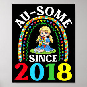 Póster Autismo Impresionante Ausome Desde 2018 Conciencia