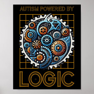 Póster Autismo Impulsado Por Los Engranajes Mecánicos Lóg