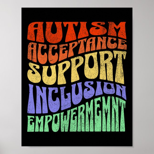 Póster Autismo Inclusión Aceptación Apoyo Empoderamiento  (Frente)