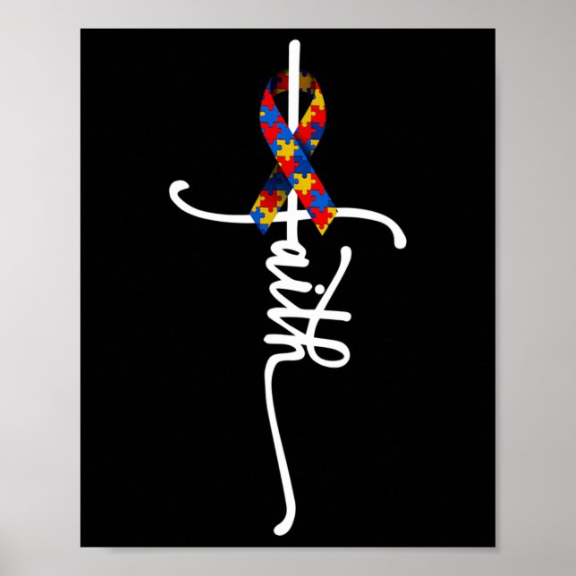 Póster Autismo La fe cruza el autismo Regalos autistas Au (Frente)