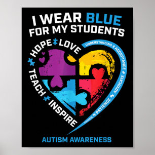 Póster Autismo Maestra Camisa Hombres Maestros Autismo Aw