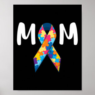 Póster Autismo Mamá apoya conciencia Padres autistas rega