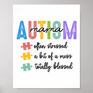 Póster Autismo Mamá Definición A Menudo Destacó Un Poco D