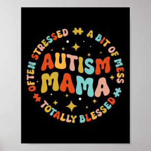 Póster Autismo Mama Groovy Autism Conciencia Inspiradora