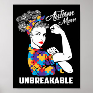 Póster Autismo Mamá inquebrantable regalo de conciencia s