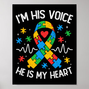 Póster Autismo, mamá, soy su voz, es mi autismo cardíaco,