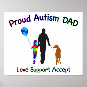 Póster Autismo papá con perro