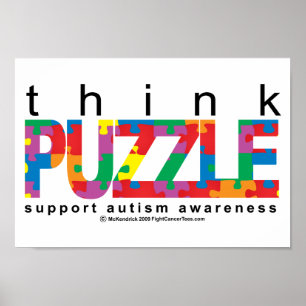 Póster Autismo pensar PUZZLE
