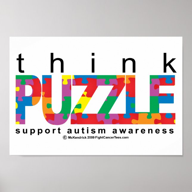 Póster Autismo pensar PUZZLE (Frente)
