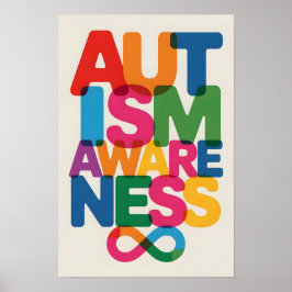 Póster Autismo poster Conciencia Típografía de color Infi