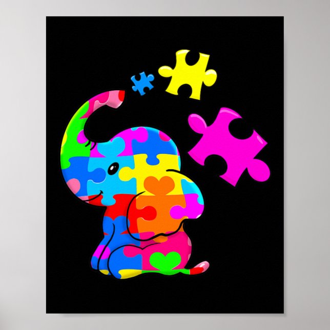 Póster Autismo puro Elefante Autismo Conciencia autista (Frente)
