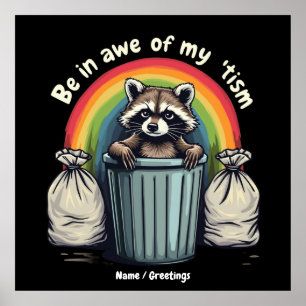 Póster Autismo Raccoon Gracioso Estar Aterrado De Mi Meme