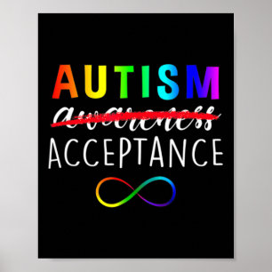 Póster Autismo Rojo En Lugar De Aceptación No Conciencia