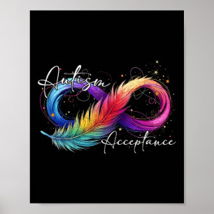 Póster Autismo Rojo en lugar de Infinito Símbolo Aceptaci