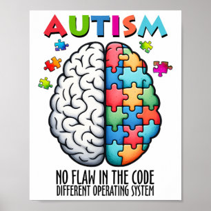 Póster Autismo Rompecabezas Cerebro No Fallo En El Código