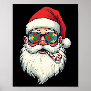 Póster Autismo Santa Claus Candy Cane Navidades Mujeres H