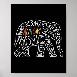 Póster Autismo Sensibilización Elefante Palabras Regalo d